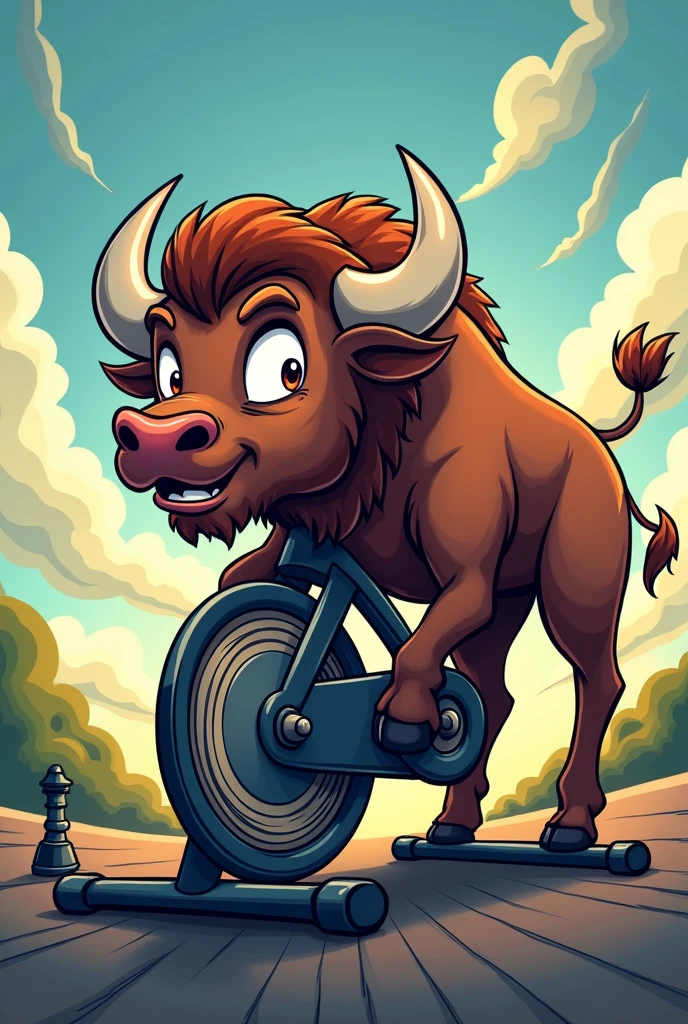 Buffalo logo on spinning bike. Generate cartoons