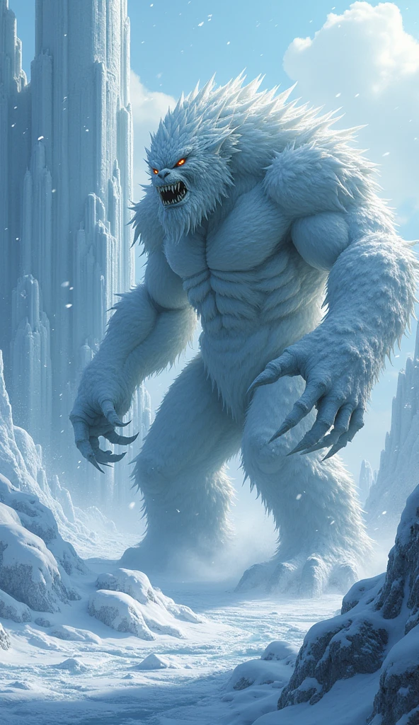 Snow monster appears before the ice castle