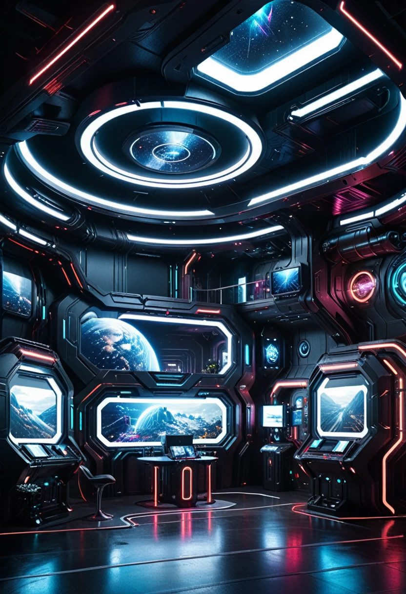 dark futuristic fantasy house, in space, sci-fi theme, landscape, neon lights, architectural visualiization, (RAW photo, real, best quality, masterpiece:1.2), detailed, (hyper realistic, photo-realistic:1.2), high quality, (dark lighting:1.2), perfect lighting