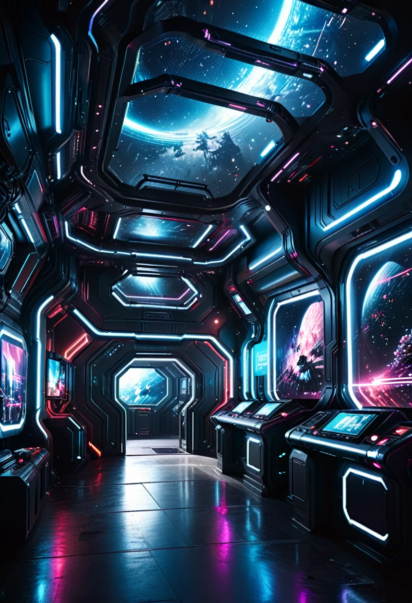 dark futuristic fantasy house, in space, sci-fi theme, landscape, neon lights, architectural visualiization, (RAW photo, real, best quality, masterpiece:1.2), detailed, (hyper realistic, photo-realistic:1.2), high quality, (dark lighting:1.2), perfect lighting