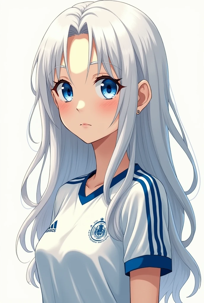 Create a White Female Blue Lock Character(soccer) looking like manga and shy