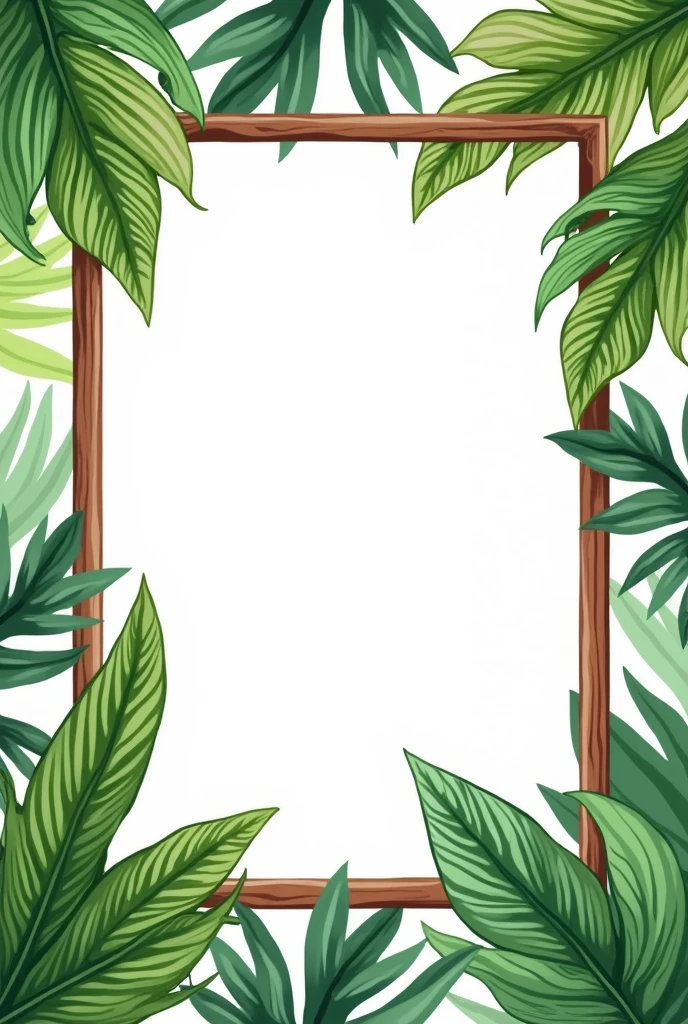 Hand drawing style frame, with coconut straws, and green leaves 