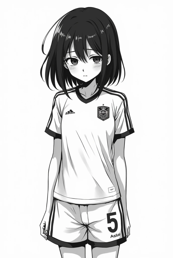 Create a White Female Blue Lock Character(soccer) looking like manga(black andwhite) and shy