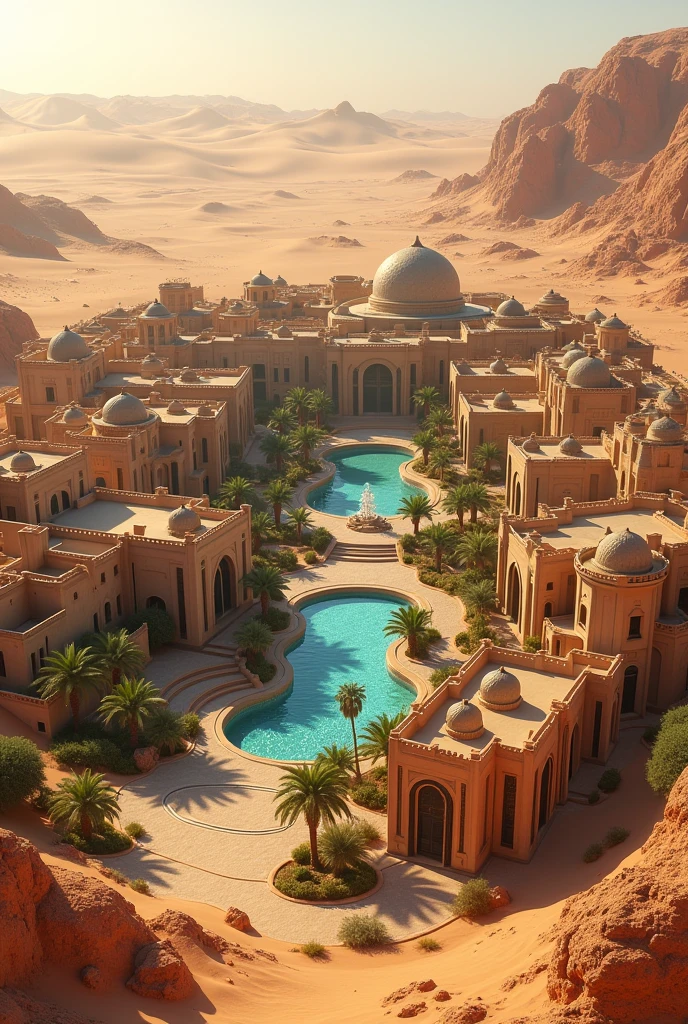 So big desert traditional resort with hundreds of villas in it and without water fountain