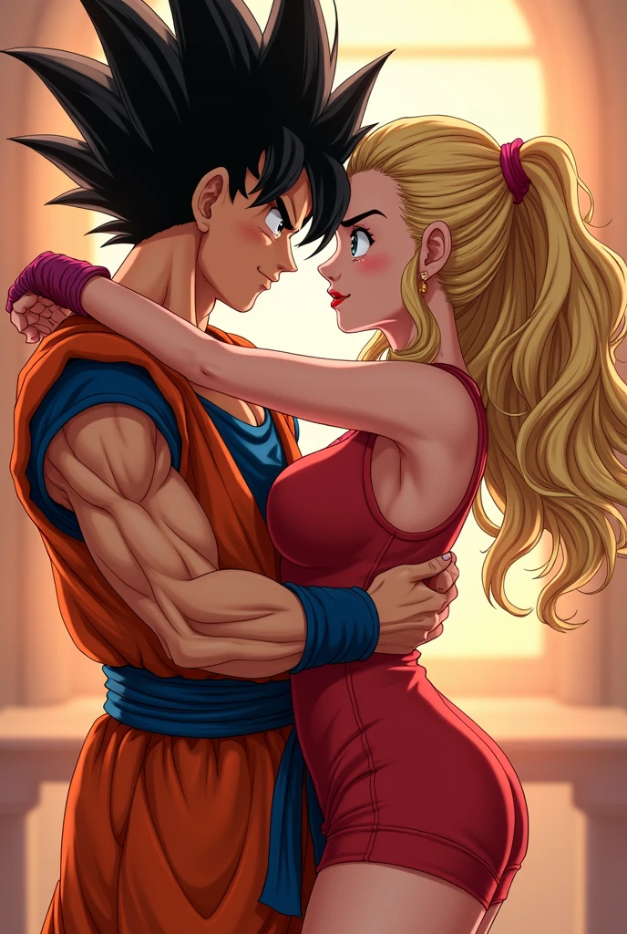 sexy bulma and vegetta in a pose on all fours