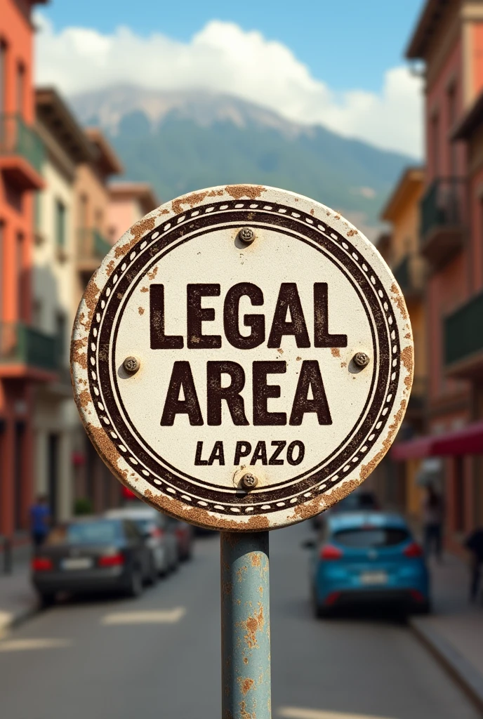 I want you to create a round vobo stamp for a notification that says: Legal area, La Paz, Bolivia