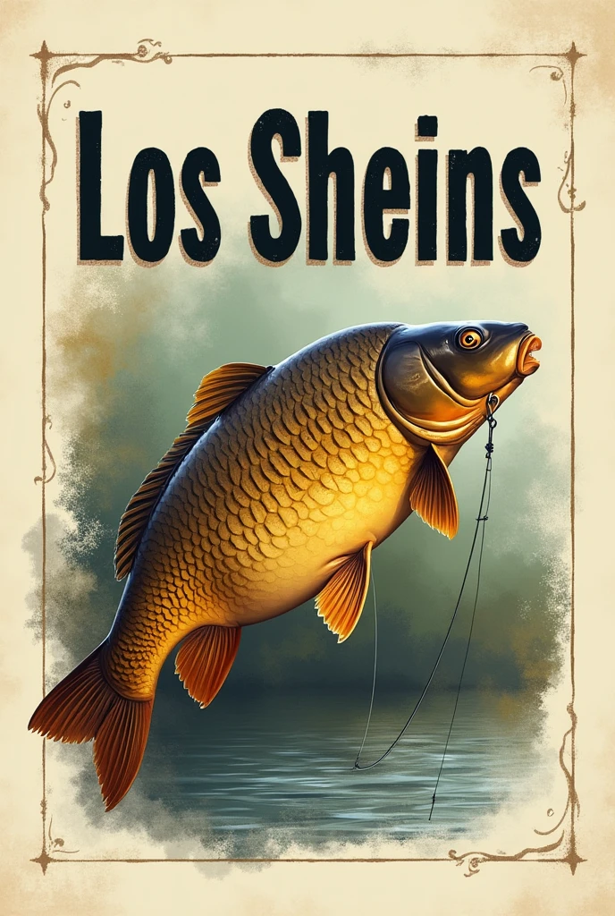 Simple Fishing Poster , título los sheins,
with fish Brown carp