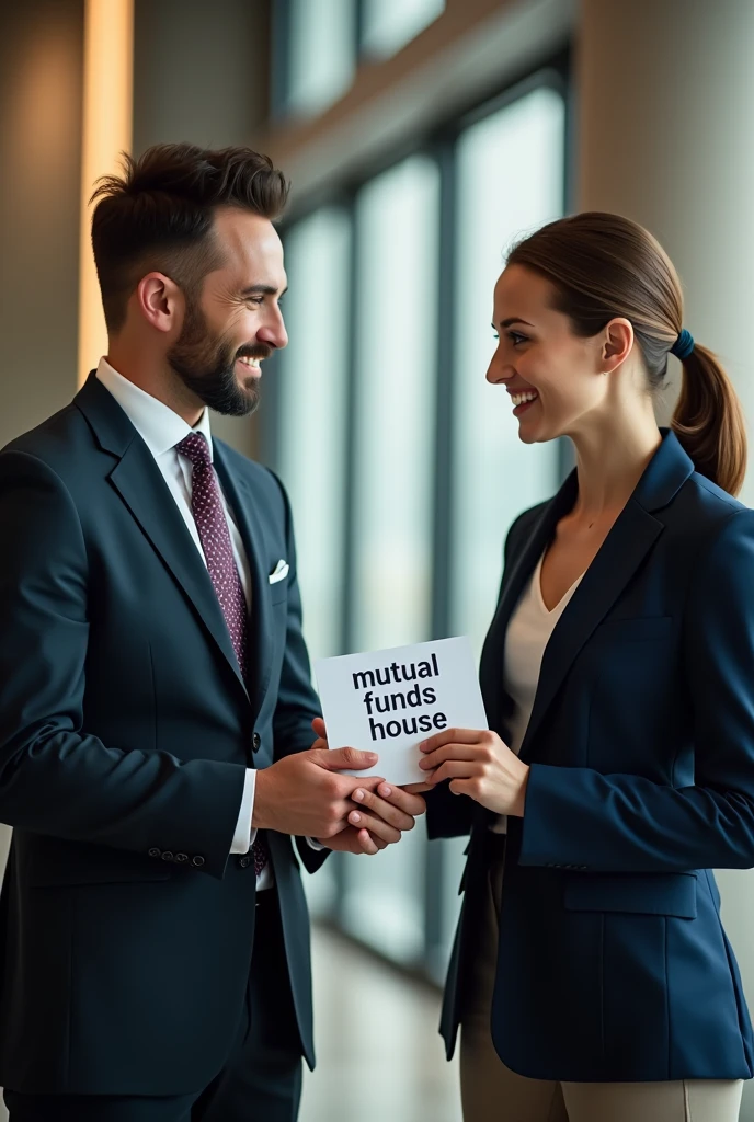 One picture Of Individual's And HNI Investor, and a one person with his hand A card with word writing like - Mutual Funds House: