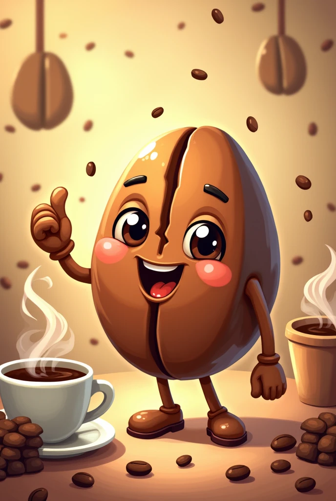 cartoon character like a coffee bean