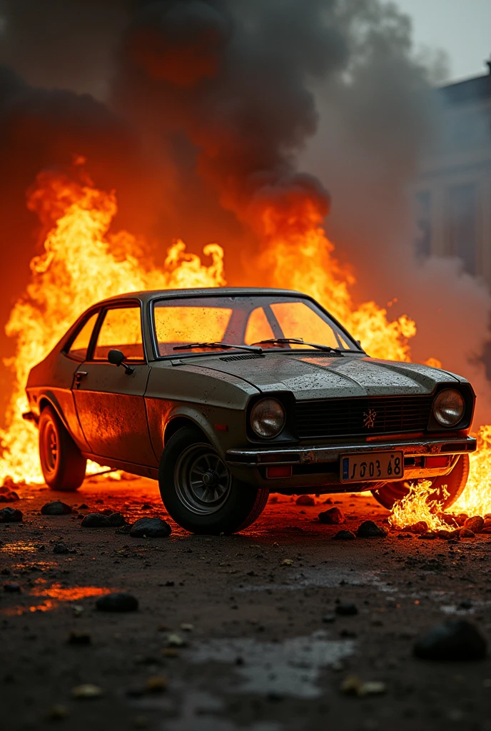 Chevette burning tire
