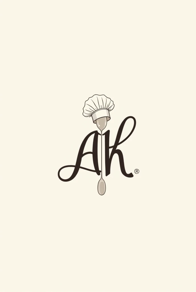 Gourmet lunch restaurant logo with cursive style AH letters, that in the letter A there is a spoon drawn and in the letter H there is a chef&#39;s hat on top