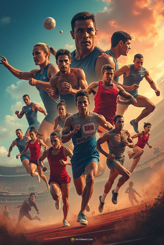 I would like to create a photo with gymnastics images , track and field, fighting and other sports