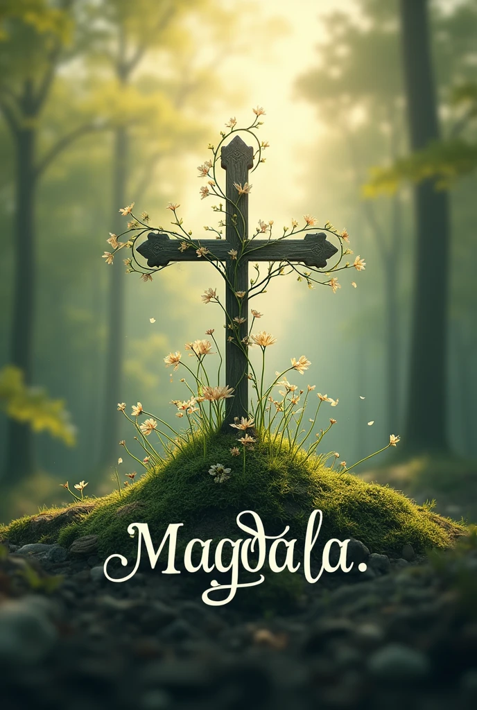 A logo for a catholic youth group with the name of magdala