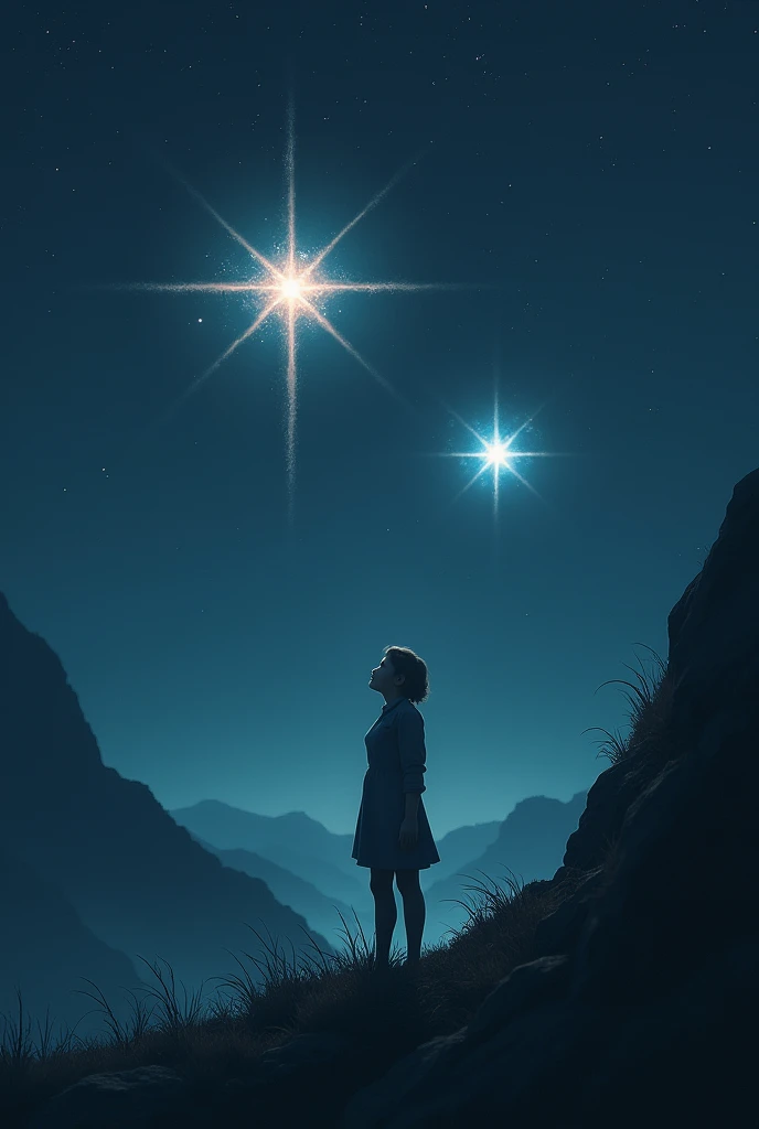 someone is looking at 2 shining stars