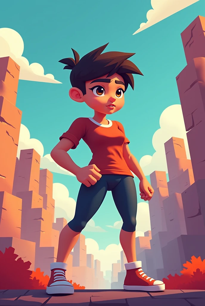 I need to generate an 18-year-old character for a video game using 2D block-based visual language