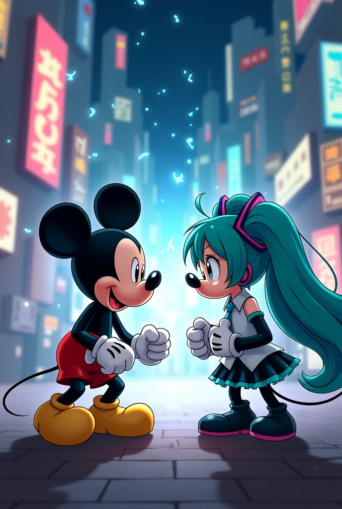 Mickey e Hatsune Miku. fighting!