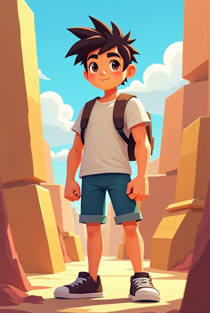 I need to generate a young 18-year-old male character for a video game using a 2D block-based visual language.