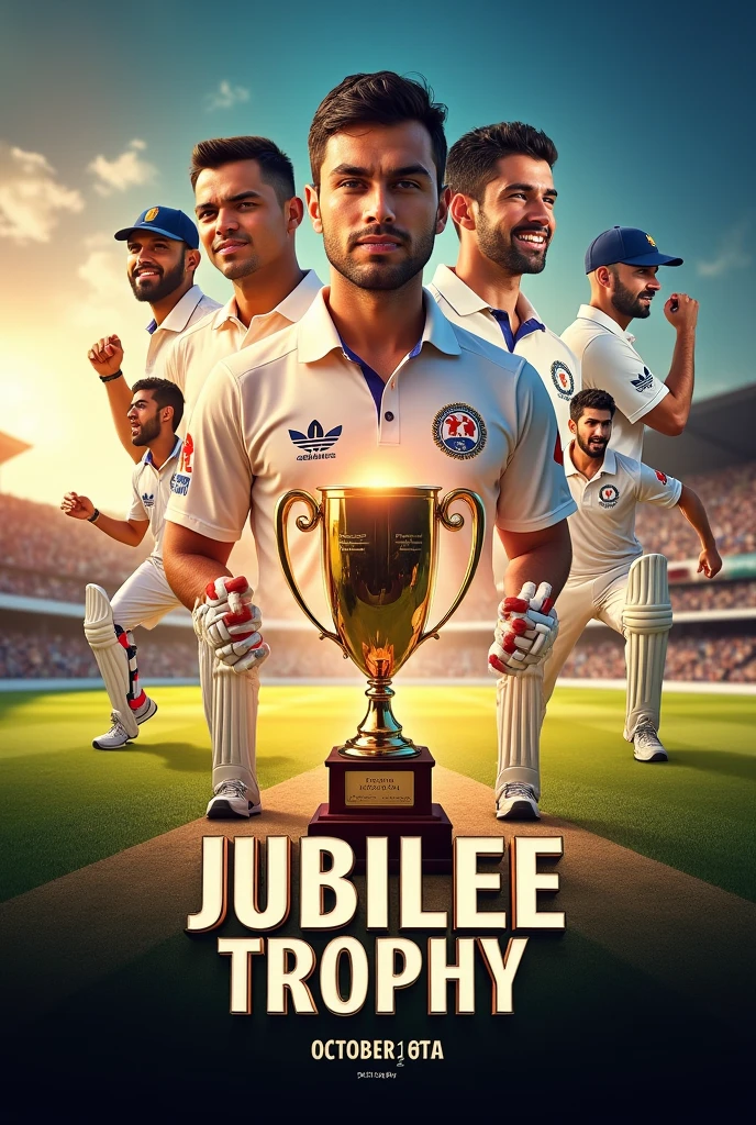 Cricket match poster on topic UBM jubilee trophy on 26 and 27 of October for all CSI and basel mission churches with realistic effects in the background 
First prize: 33,333
Second prize:22,222
