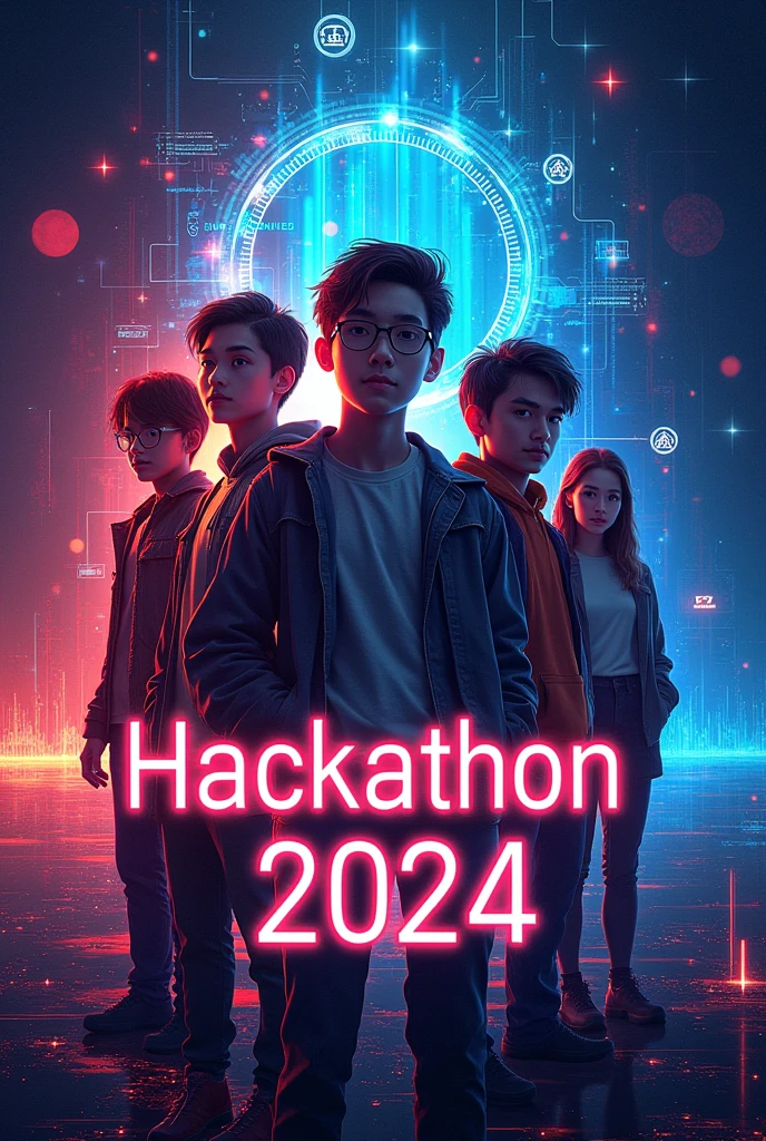 Create a poster for hackathon 2024 with a small quote