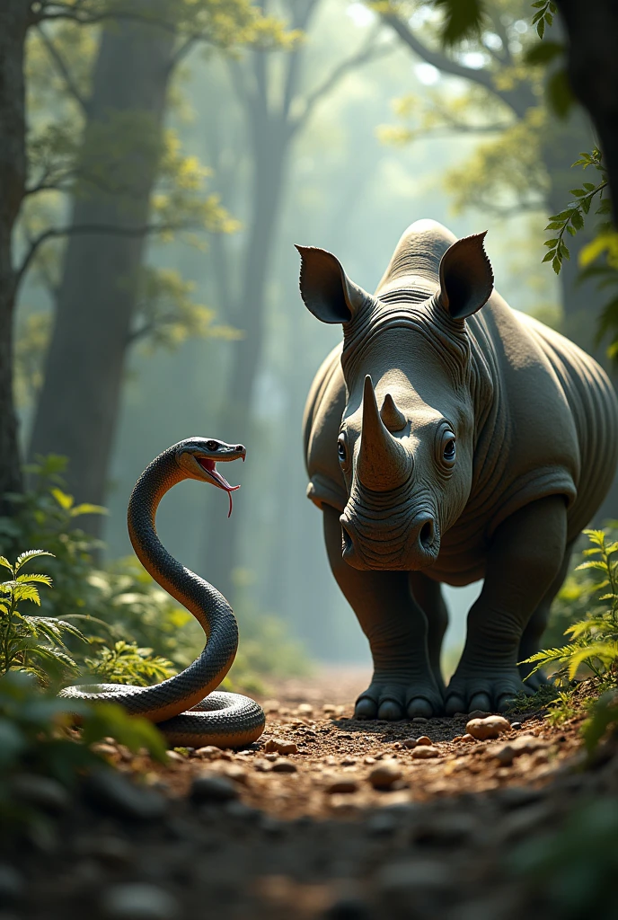 Real snake and rhino realistic