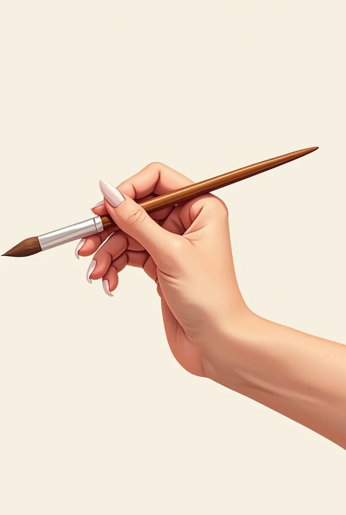 Illustration of a woman's hand with light pink nails and a brush