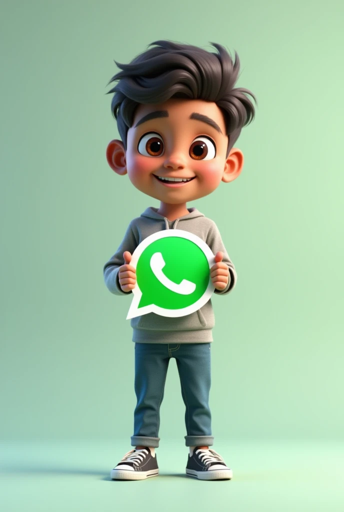 A boy stand with the logo of WhatsApp..the boys name Haroon 