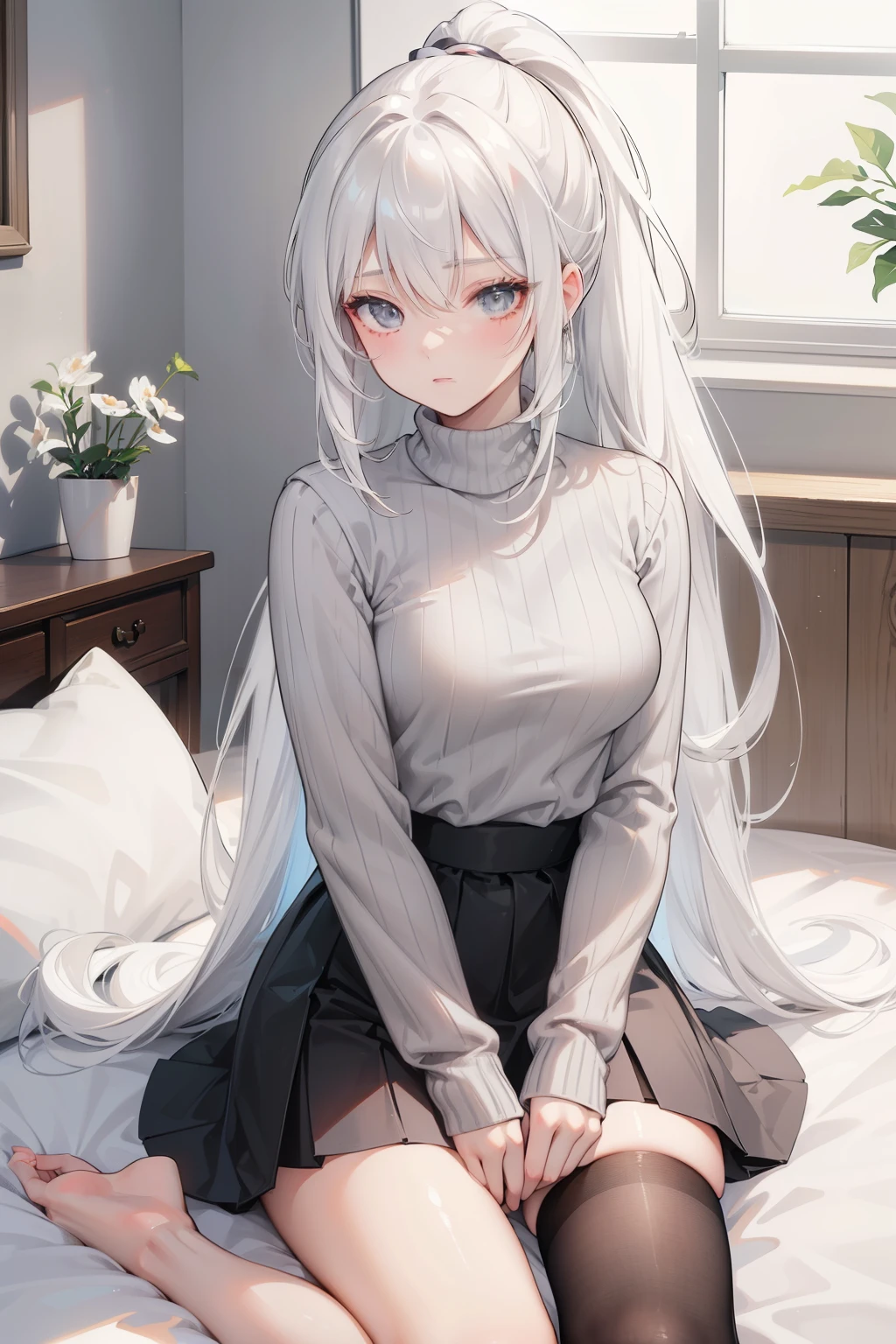 ((Highest image quality)),,(Please get used to it)、perfect face、whole body、 (((Highest image quality))、(1 girl)、(perfect anatomy)、cute girl、(Dirty hair)、face to face、Short knitwear、nipple protrusion、I can see the nipples、Breasts porori,Pee、Peeing、Pee染み、