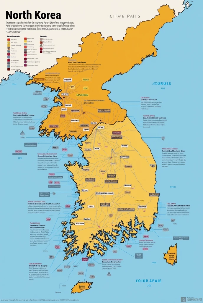 Create a map of the conflict that visualices the parties involved in the North Korean conflict. The map must include the following:
1. Each of the parties to the conflict involved.
2. Some indications about whether the parties are "central", "actively influential" or "marginal".
3. A description of each relationship (that is, why this conflicting party is involved with another party)