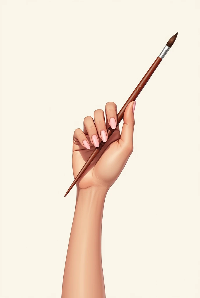 Illustration of a woman's hand with light pink nails and a brush