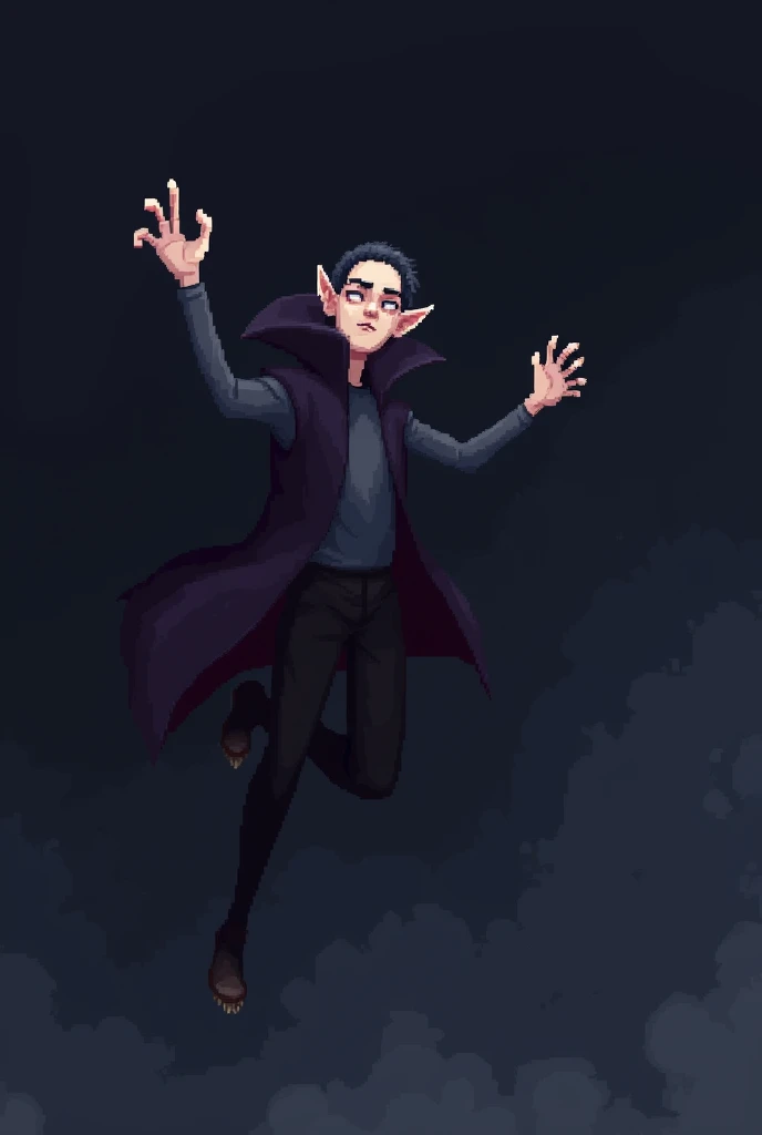 create a 2d pixelart image sequence (sprite) of a simple vampire flying