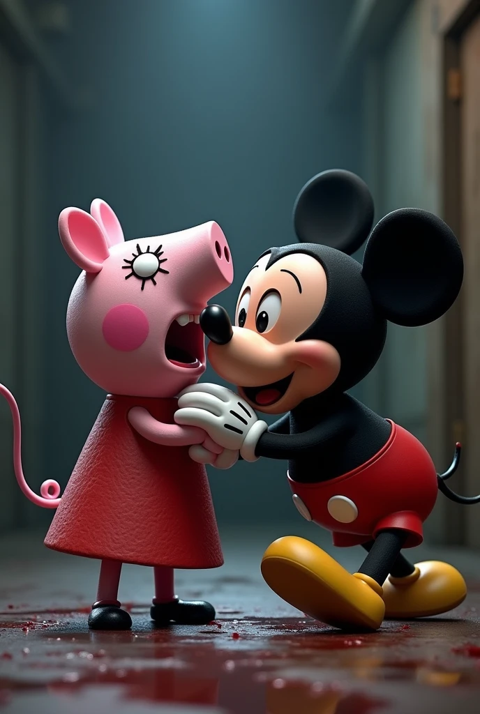 Peppa hurts Mickey a lot