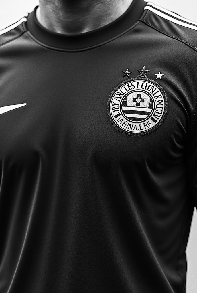 Corinthians team logo in graphite on black shirt