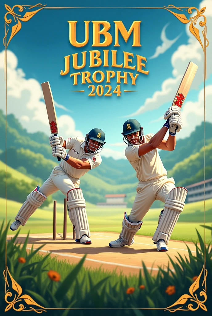 Cricket match poster with beautiful background on topic UBM jubilee trophy 2024
