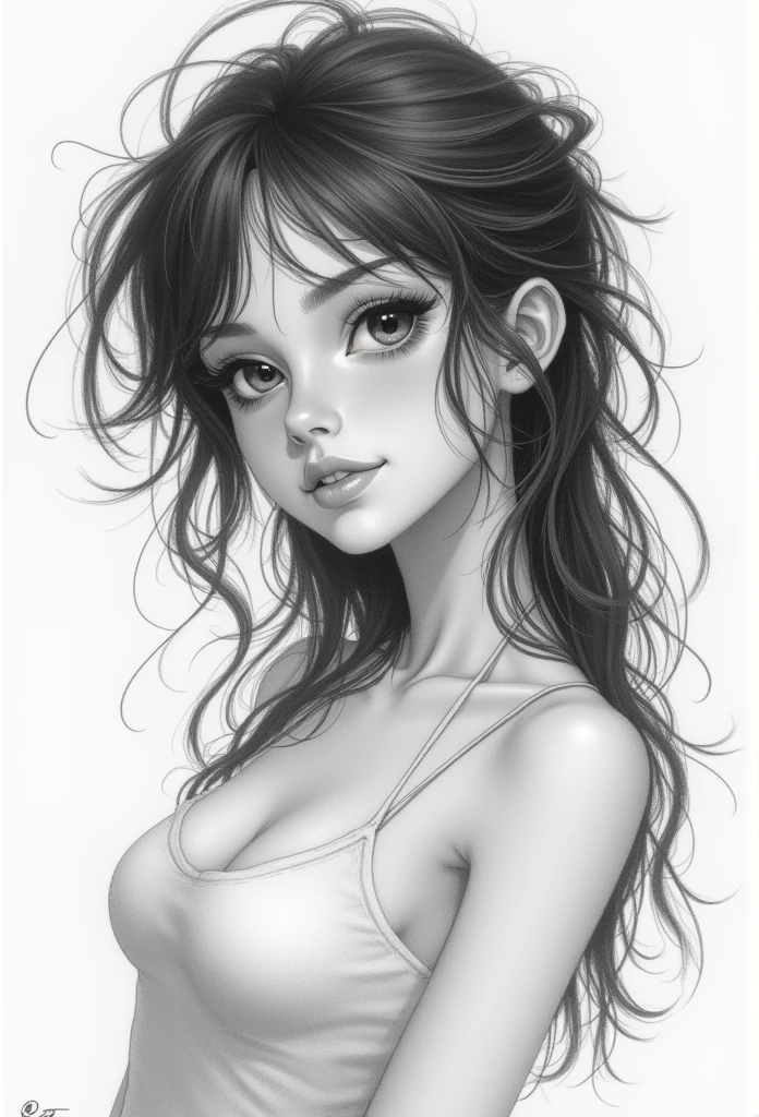 Charcoal pencil drawing, realistic drawing, black and white drawing, 4K, Best quality, Beautiful woman with detailed defined body wearing flash cosplay, small breasts