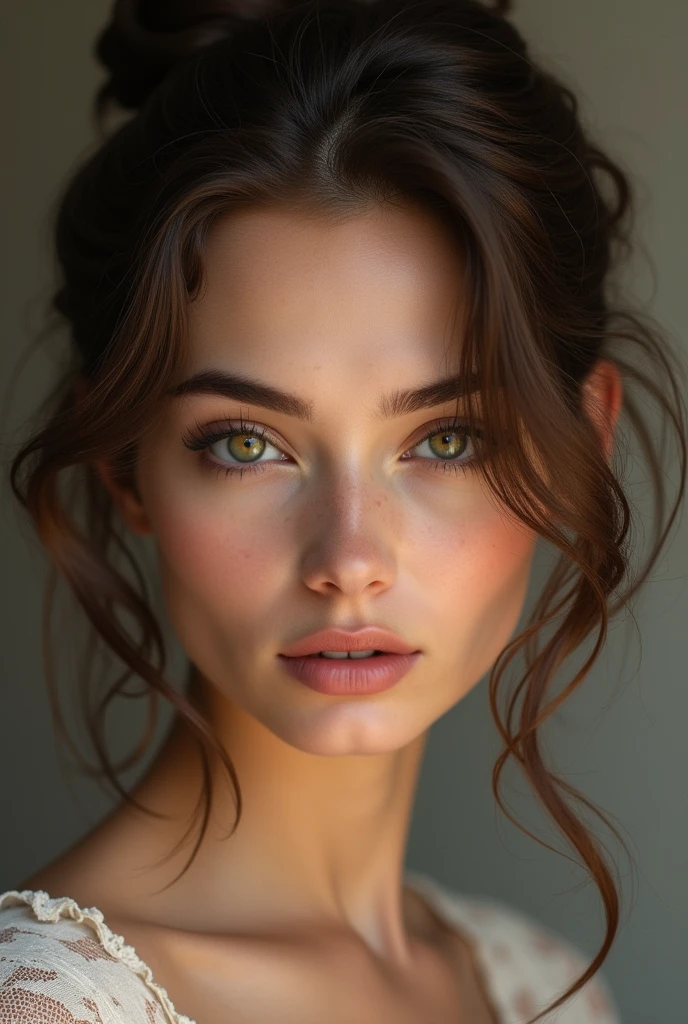 Woman brown hair brown eyes facial detail ultra realistic 8k quality denider ultra realistic
