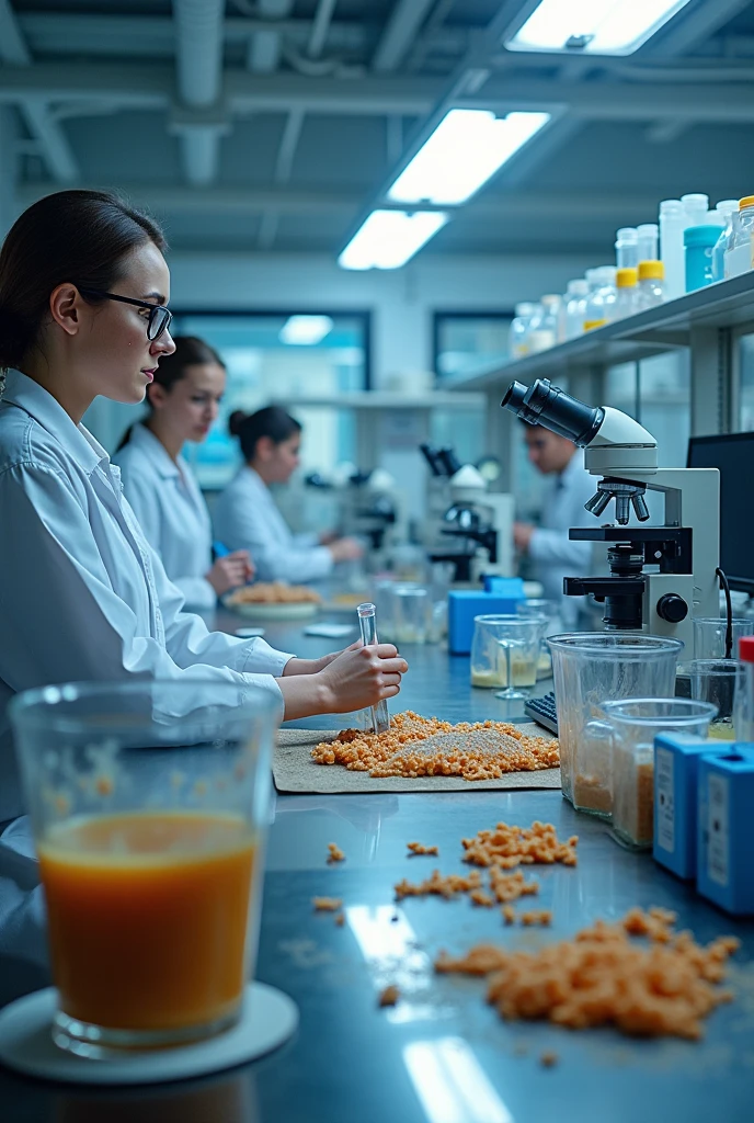 Take a picture in a water and air analysis laboratory and see the fungi appearing in the air