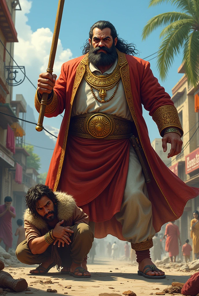 A cruel Rich man  driven away poor man, indian