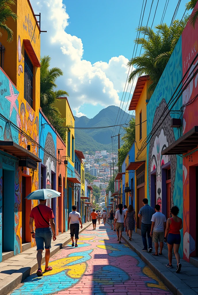 street in rio de janeiro with graffiti 