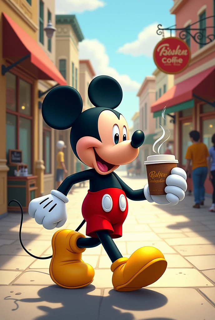 Mickey is going to get coffee