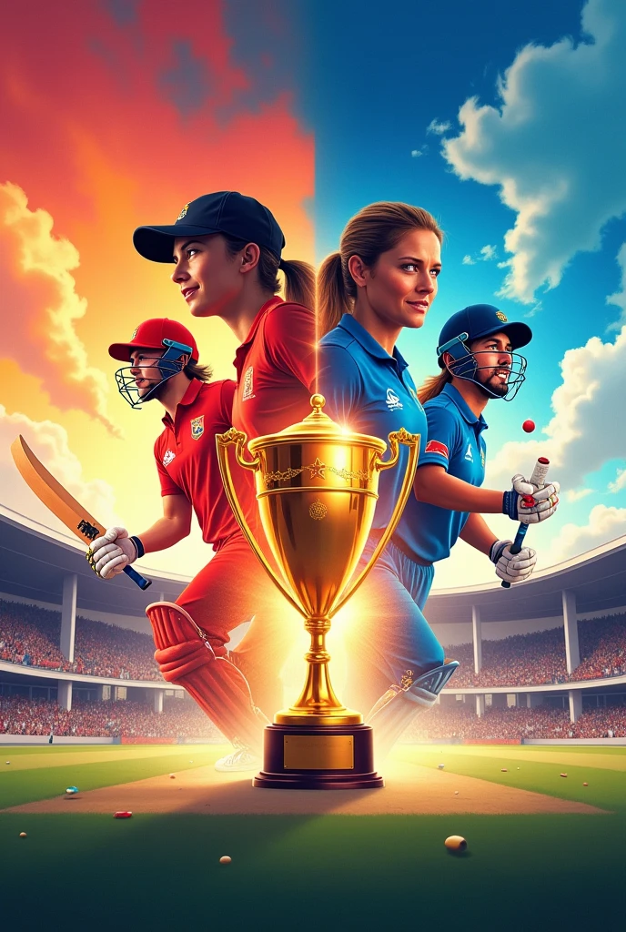 Creative Cricket match poster for both mensand women on topic UBM jubilee trophy 2024