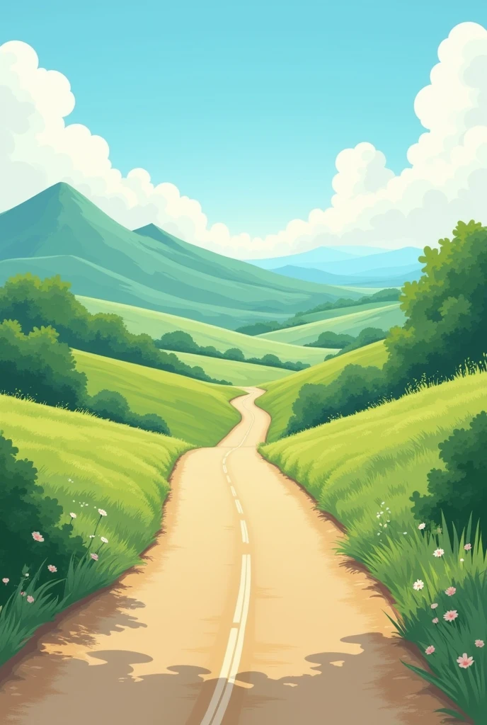 Create an illustration of a road with a route for me to write on that illustration " Today is a great day to remember how far you've come"