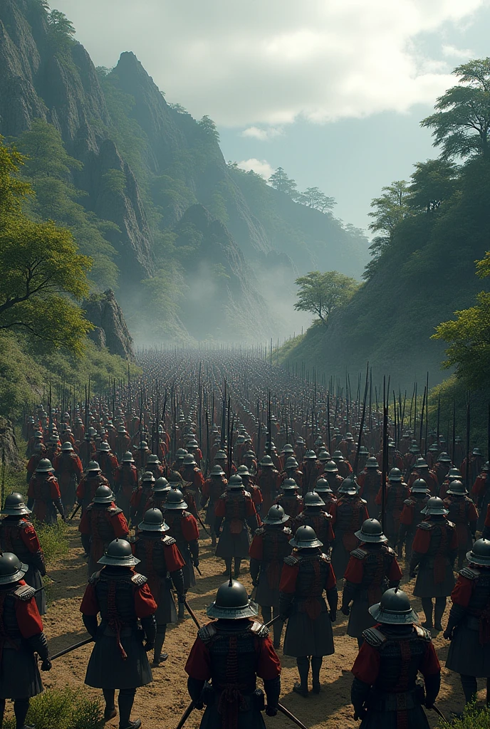 Create the image of several Japanese in their ranks to go to fight in battle so that the entire platoon can be seen from above and all the squads can be seen.