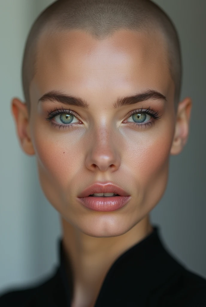 photorealism, hot bald woman, pinterest woman, 4k, ultra realistic, skin texture, pores, photorealistic, model, hyper realistic, RAW photo, photography, gorgeous, summer raine, face close up