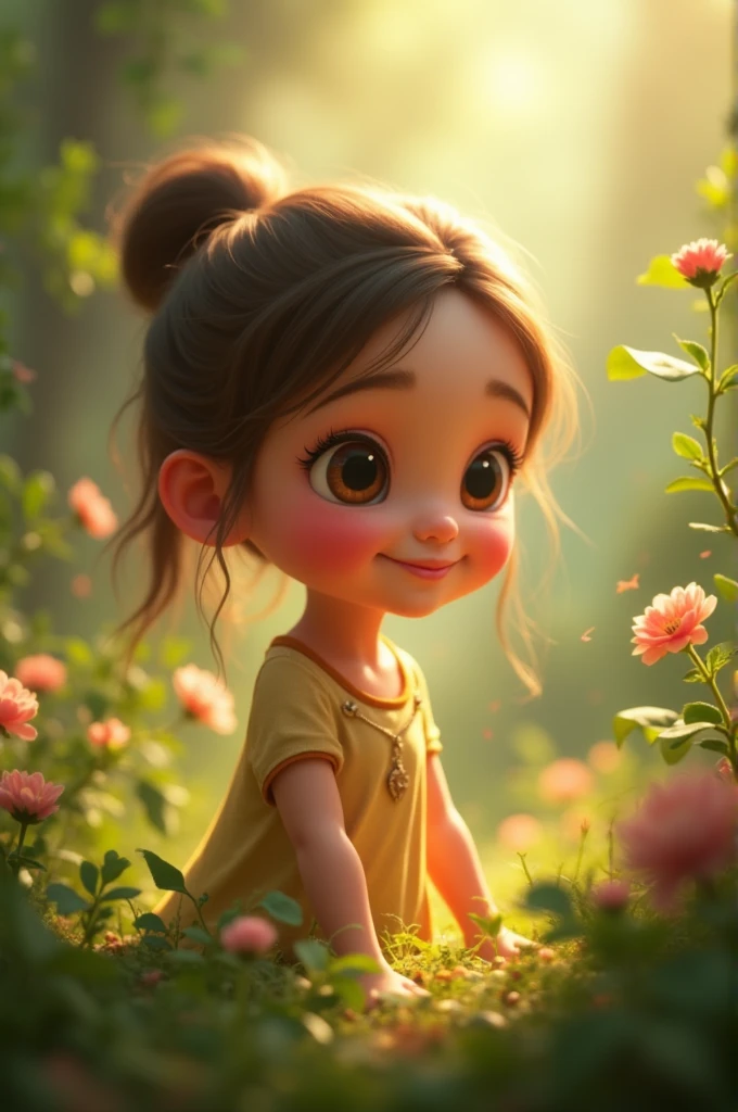 Very nice animated character, with well-marked and tender features. A well-lit image, with lots of nature