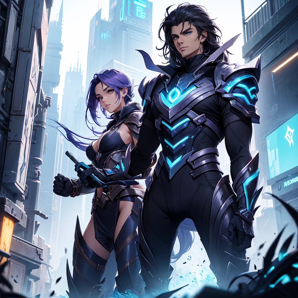 Make a character in a futuristic setting. He must look like Viego from League of Legends.
