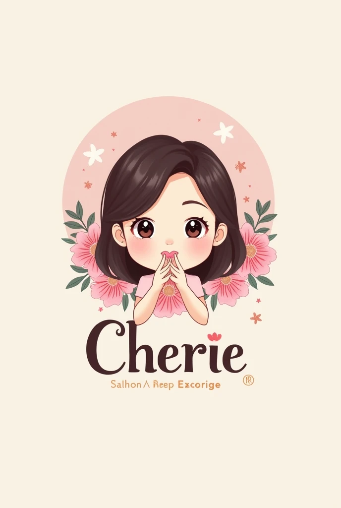 Create a cute Korean nail logo with the name "Cherie"