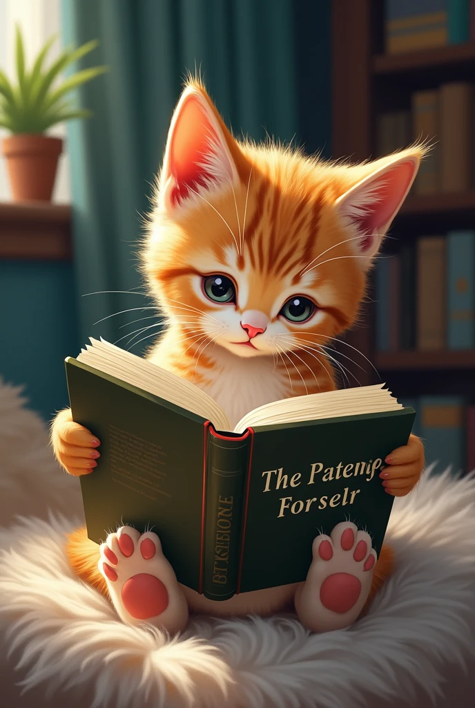 illustration of a kitten reading a book written how to end humans