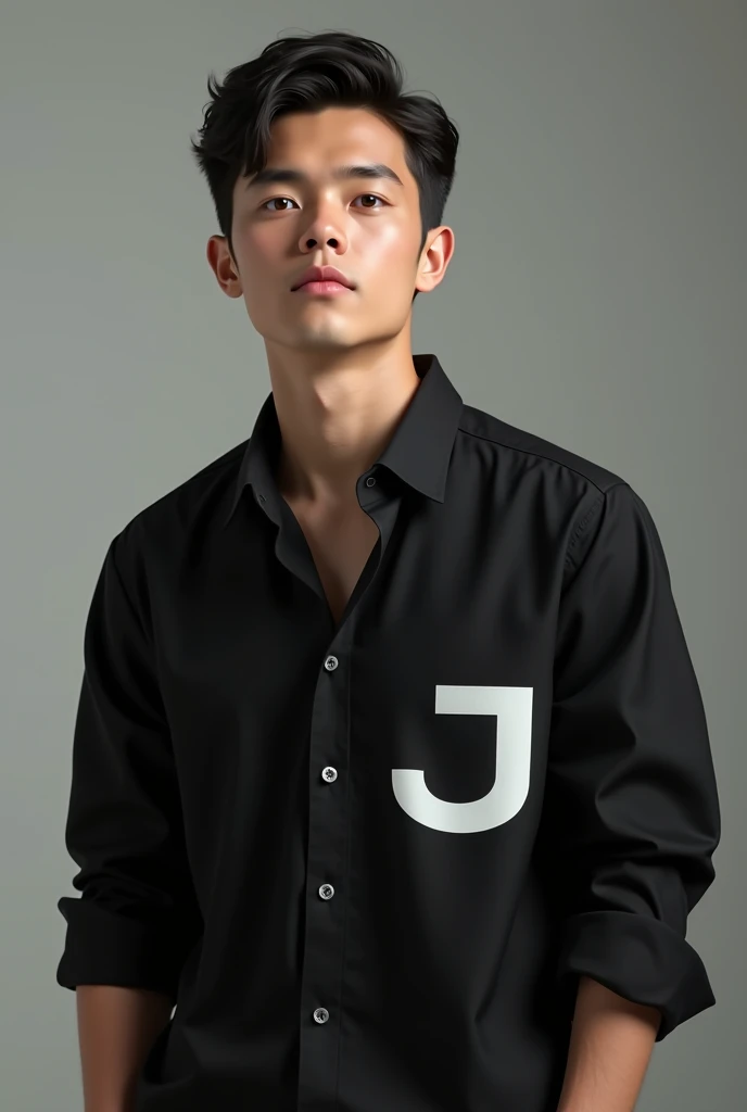 Handsome boy in black shirt with j letter 