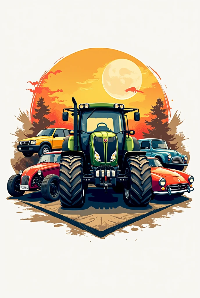 Image for tractor sale logo, cars and trucks and motorcycles in Portuguese 