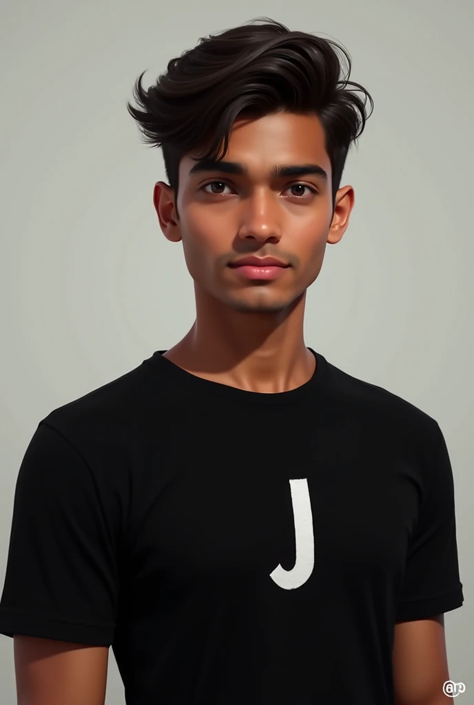 Handsome boy in black shirt with j letter indian face